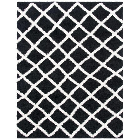 Safavieh 9 x 12 ft. Dallas Shag 258Z Power Loomed Rectangle Area Rug Black & Ivory SGD258Z-9